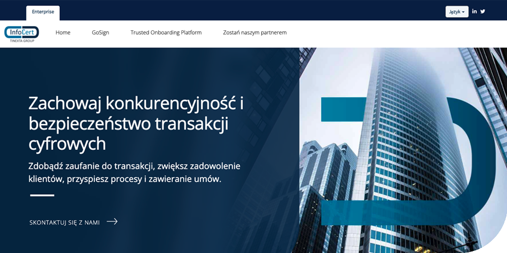 InfoCert Polish website home page